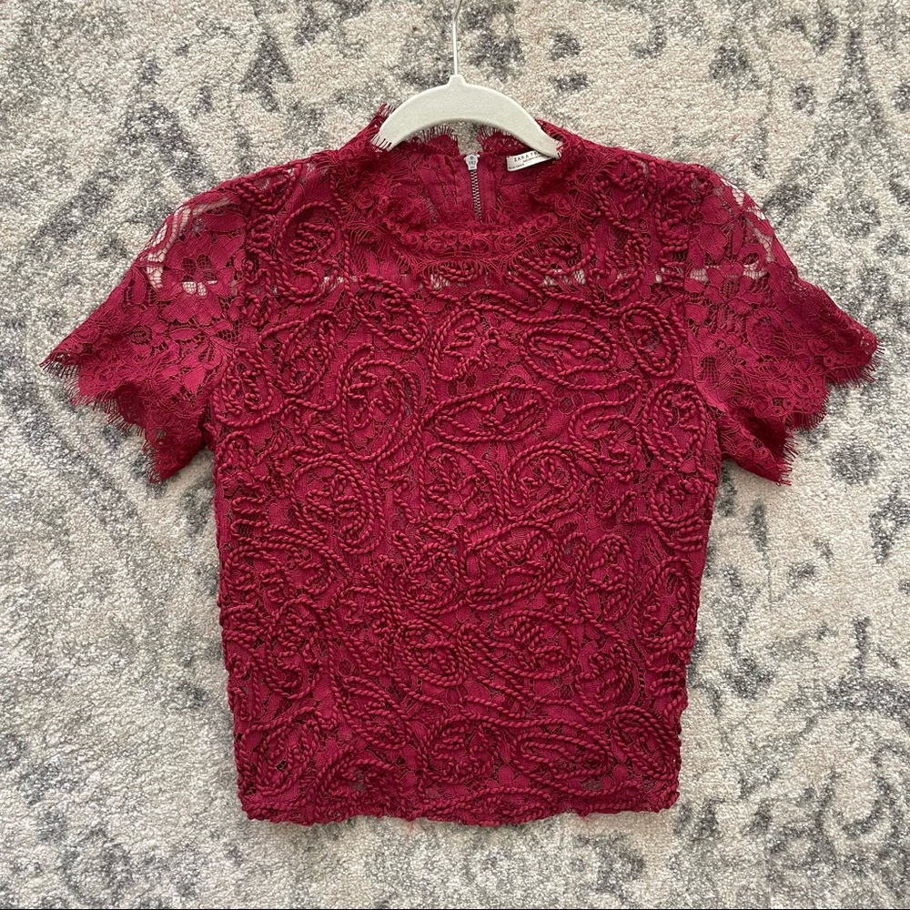 Zara Red Lace Top